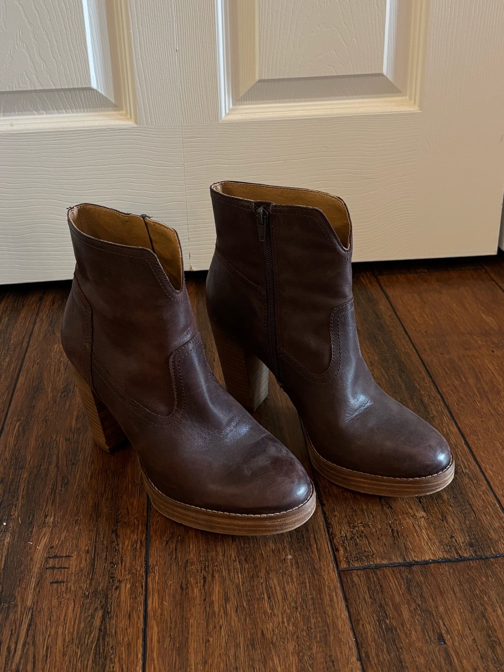Lucky Brand - Women's Brown Leather High-Heel Ankle Boots